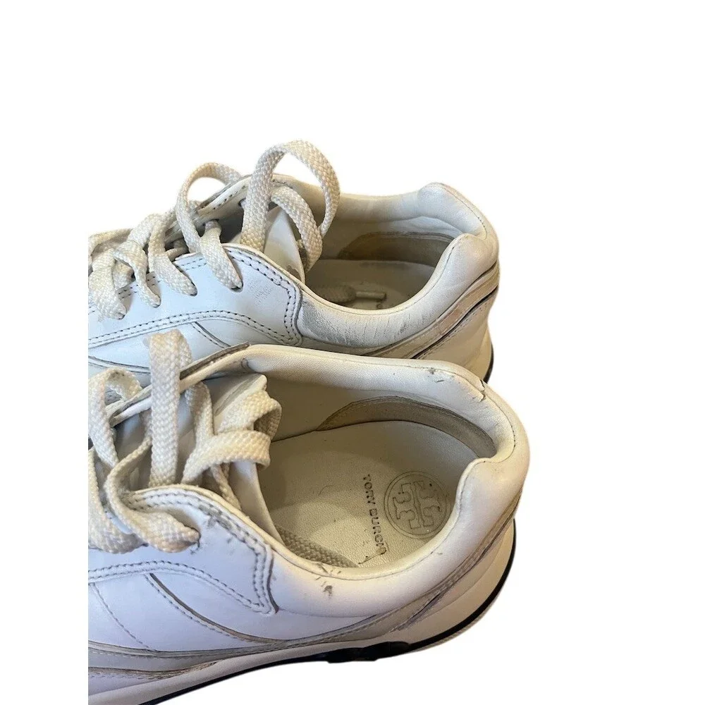 Tory Burch Gemini Link Platform Sneakers Womens Size 8 White Lace Up